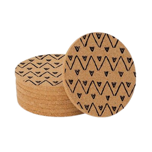Round <b>Cork</b> <b>Coaster</b> Set Modern Zigzag Pattern Non Slip Mats & Pads 4 pcs - Product Image 6
