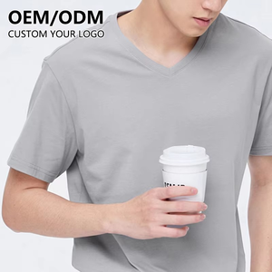 Camisetas de Cuello en V Básicas Lisas de Algodón de Alta Calidad para Hombre, Impresión de Logotipo Personalizada, Corte Ajustado, 100% Algodón, Camiseta Blanca - Product Image 2