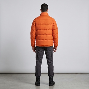 Chaqueta Acolchada Naranja para Hombre, Cuello Alto, Cierre de Cremallera, Resistente al Viento, Ropa Casual de Invierno, Color Sólido, Relleno de Poliéster - Product Image 4