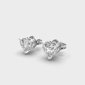 IGI Certified Lab Grown Heart Shape Diamond Stud <b>Earrings</b> 9K Yellow / White / Rose Gold Solitaire Heart Diamond <b>Earrings</b> - Product Image 3