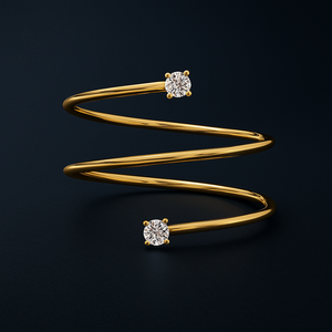 Anillo en espiral de lujo con diamante cultivado en laboratorio de corte redondo D/E VVS/VS de oro de 18k, joyería minimalista para mujer, regalo para bodas y fiestas. - Product Image 2