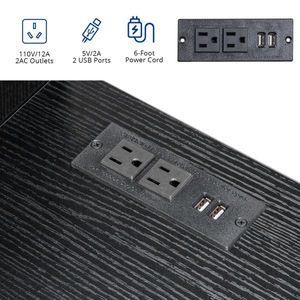 Scrivania per Computer in Truciolato Melaminico Nero Goffrato Tipo H 104,5*49*120cm con Una Porta Tre Cassetti 2 USB 2 Prese di Corrente - Product Image 6