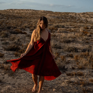Vestido Bohemio de Algodón con Espalda Descubierta y Cuello en V para Mujer, Vestido Largo de Verano con Estampado de Bloques, Estilo Bohemio para Festivales y Playa - Product Image 4