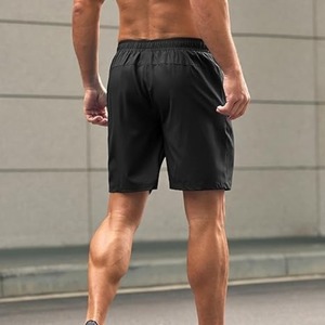 Shorts de sport noirs pour homme avec logo personnalisé, séchage rapide, cordon de serrage à la taille et poches latérales - Product Image 3