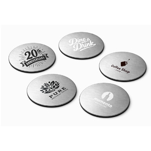 Ensemble de sous-verres personnalisés réutilisables écologiques modernes en acier inoxydable avec support pour les fournitures de bar et l'équipement de restaurant - Product Image 4