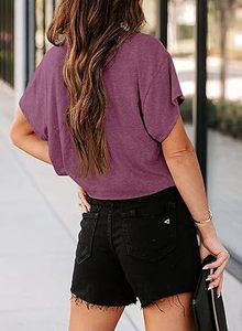 Camiseta Corta de Algodón 100% Personalizada en Color Morado, Corte Holgado y Regular, Transpirable, OEM, Venta Caliente, MOQ Bajo - Product Image 3