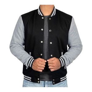 Chaqueta de Béisbol Estilo Universitario con Bordado Personalizado OEM Unisex, Chaqueta Varsity Vintage en Blanco para Hombre, Ropa Casual Escolar - Product Image 2
