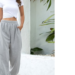 Women's Winter Oversized Flat Front Breathable 100% Cotton Sweatpants with Drawstring Closure cheap price with custom OEM - Product Image 3