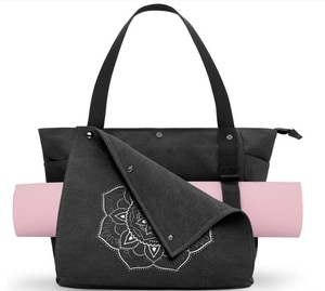 Bolso Tote con Espacio para Esterilla de Yoga, Color Sólido, Estilo Vintage para Dama, Cierre a Presión, Creación Navrit - Product Image 3