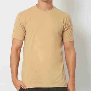 เสื้อยืดคอกลมแขนสั้นทรงเข้ารูปสำหรับผู้ชาย สีพื้น ผ้าฝ้ายเจอร์ซีย์ สวมใส่สบาย ระบายอากาศได้ดี ความยาวปกติ สีเบจ - Product Image 5