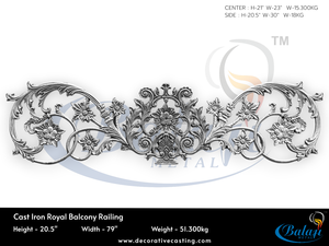 Rampe en fonte royale moderne sans cadre, grille florale, gris naturel, finition lisse polie brillante, qualité d'exportation, balcon, escalier - Product Image 4