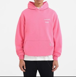 Sudadera con Capucha Extra Grande para Hombre, Color Rosa Sólido, Informal, con Bolsillo Delantero - Product Image 6