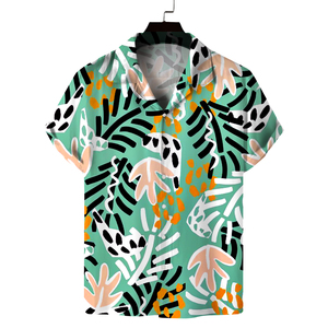 เสื้อเชิ้ตฮาวายพิมพ์ลายลำลองคุณภาพสูงลดราคาพิเศษ แขนสั้น คอคิวบา สำหรับผู้ชาย เสื้อเชิ้ตหรูหรา - Product Image 5