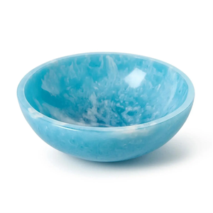 SOFIYA CRAFT Bol en résine polie fait main, motif marbré bleu clair, léger, décoration moderne pour la maison, plat de service pour le riz - Product Image 1