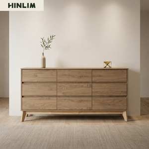Minimalist Versatile Natural Oak Colour <b>Sideboard</b> Solid Wood <b>Legs</b> Large Buffet Cabinet for Scandinavian Style Dining Room Decor - Product Image 4