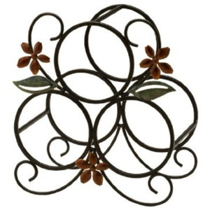 Antique Metal Wine <b>Rack</b> With Flower Design For Single Bottle <b>Display</b> Home Decor Handmade Iron Wine <b>Racks</b> - Product Image 4