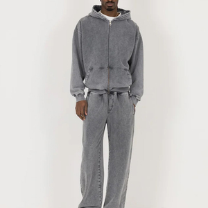 Premium Oversize Men Zipper Tracksuit In Low MOQ Best Quality Men Custom Embroidered 2 Piece Oversize Tracksuit For Sale - Product Image 1