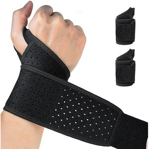 Bandes de soutien élastiques pour poignets en gros - 1 paire blanches respirantes en nylon avec fermeture auto-agrippante, confortables pour la gym - Product Image 2