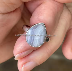 Anillo de ágata de encaje azul de la mejor calidad, anillo de Plata de Ley 925, anillo de ágata de encaje azul, Plata de Ley sólida, ágata de encaje azul de alta calidad - Product Image 3