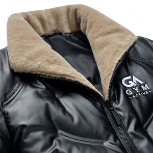 Veste d'hiver sportive pour homme GYM Active, de haute qualité, noire, respirante, coupe-vent, imperméable, avec fermeture éclair sur le devant, coupe ajustée, doublée de laine, à séchage rapide - Product Image 6