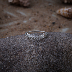 Fishbone <b>Ring</b> | 925 Sterling Silver Dainty Fish Skeleton <b>Ring</b> Coastal Ocean <b>Stacking</b> Jewelry - Product Image 4