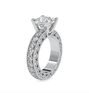 Anillo de Compromiso y Boda de Moissanita con Corte Princesa, Plata de Ley Bañada en Oro Blanco, Joyería Elegante y de Lujo para Fiesta, Regalo - Product Image 2