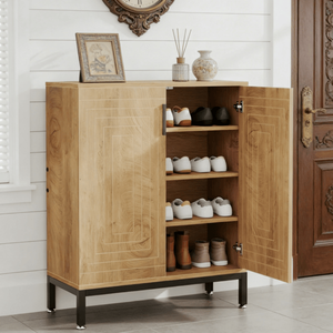 Mobile Portascarpe Moderno in Legno Massello con Ripiani Regolabili, Arredamento per Soggiorno ad Alta Resistenza per Uso Domestico - Product Image 6