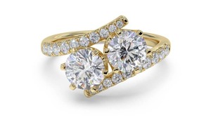 Exquisite 2 Stone Round Diamond Shoulder Set <b>Ring</b> 0.65 Ct Lab Grown Diamond In Platinum - Product Image 2