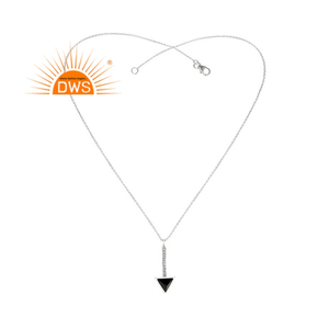Dernier modèle de collier à pendentif en argent sterling fin avec pierre précieuse Cz et onyx noir Fabricant de bijoux personnalisés - Product Image 4