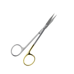 Ciseaux droits professionnels Goldman-Fox 130 mm à bord dentelé, en acier inoxydable courbé, pour orthodontie et soins des gencives, par Grip Surgical - Product Image 2