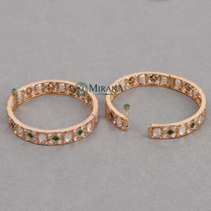Trisha Green Polki Gold Plated Copper Wedding Bangles - Product Image 4