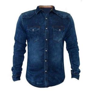 Camisas Casuales Transpirables para Hombre, Tallas Grandes, 100% Algodón, Logotipo Personalizado, Camisa de Mezclilla Tejida Ecológica de Alta Calidad, Servicio OEM - Product Image 1