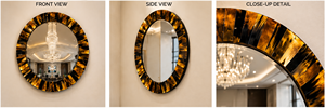 Espejo de Pared Redondo con Diseño de Guijarros, Espejo Decorativo para Baño, Dormitorio, Sala de Estar, Moderno |   Elegante Soporte de Pared para el Hogar de 24 Pulgadas - Product Image 5
