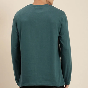 T-shirt à manches longues pour homme, 100% coton jersey, col rond, coupe classique, couleur unie, style décontracté - Product Image 2