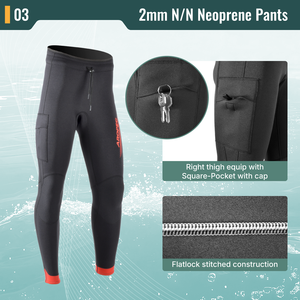 Pantalones de Neopreno Aropec de 2mm, Cintura Alta, Bolsillos Laterales, Costuras Planas, para Surf y Buceo, OEM/ODM - Product Image 4