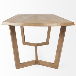 Premium Solid Indian Mango Wood Square Shape Medium Brown Finish Geometric Style Wooden <b>Folding</b> Base Home <b>Kitchen</b> Dining <b>Table</b> - Product Image 3