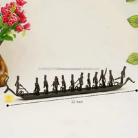 Figurine décorative de table en fer forgé artisanal indien, style tribal antique, en forme de bateau (12 figurines), pour la maison et le bureau, noire, 11,5 pouces, meilleure vente