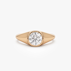 Women's 14K Solid Gold Round Brilliant Cut Diamond Engagement Ring Lab grown diamond IGI Certified Classic Style - Product Image 1