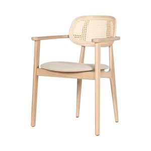 Modern Design Eco-Friendly Waterproof Arm Dining <b>Chair</b> Indonesian Solid Teak Wood Frame Natural Rattan Woven Backrest - Product Image 1