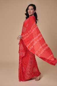 Pure Crepe Chiffon Bandhani <b>Saree</b> Traditional Handmade Indian Ethnic Wear for Women - Product Image 4