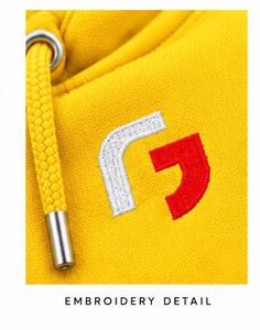 Sweat-shirt à capuche jaune pour homme, coupe classique, avec logo sur le devant, poche, décontracté, 100 % coton molletonné 320g, imprimé uni, vêtement d'hiver - Product Image 3
