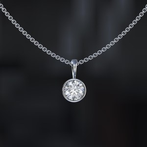 <b>Solid</b> <b>Gold</b> Certified Round Lab-grown Diamond <b>Pendant</b>, Round Cut Moissanite <b>Pendant</b>, <b>Pendant</b> For Gift, Solitaire Women's <b>Pendant</b> - Product Image 3