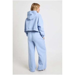 Conjuntos al por mayor para mujer, personalizados, 100% algodón, sudadera con capucha de manga larga y cremallera completa, pantalones anchos con cordón, corte holgado, fabricación OEM - Product Image 6