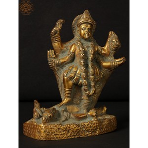 Sculpture Kali de déesse en laiton de 5 pouces faite à la main, petit article fabriqué en Inde - Product Image 2