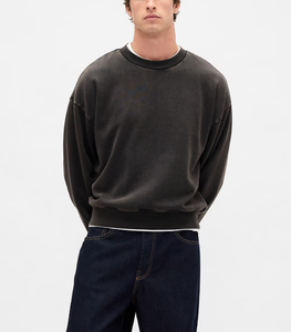 Sudadera con Capucha Extra Grande de Marca Personalizada, Lavado Ácido, Alta Calidad, 100% Algodón, Diseño Vintage Recortado para Hombre y Mujer - Product Image 1