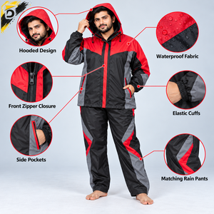 Survêtement imperméable de qualité supérieure, design pratique en deux pièces, tissu hydrofuge pour une utilisation active en extérieur - Product Image 6