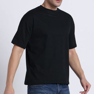 T-shirt à manches courtes pour homme, col rond, noir, coupe classique, décontracté, 100% coton jersey, couleur unie, design simple - Product Image 1