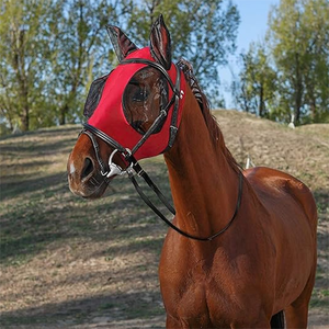 หน้ากากกันแมลงสำหรับม้า สีแดง เนื้อผ้านุ่ม ระบายอากาศได้ดี น้ำหนักเบา สวมใส่สบาย ราคาถูก ปรับขนาดได้ รุ่น SP-40170 - Product Image 5