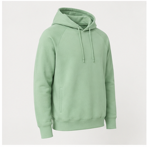 Sweat à capuche homme vert menthe personnalisable, coupe décontractée et fuselée, cordon de serrage ton sur ton, poche kangourou, coton biologique bouclé MHOOD-0031 - Product Image 4