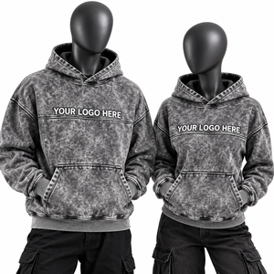 Trendy <b>Grey</b> Distressed Wash Hoodie Relaxed Fit Urban Streetwear Pullover Custom Branding Hooded <b>Sweatshirt</b> Wholesale Supplier US - Product Image 3